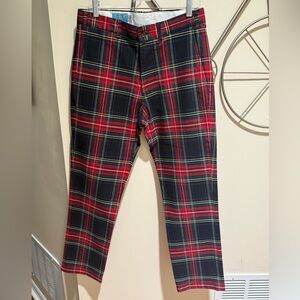 Castaway Nantucket Red and Black Plaid Pants Straight Leg 30 x 30, Cotton